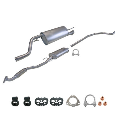 Komplette Auspuffanlage ab Kat Opel Corsa D 1.4 Flexrohr 2009-2014 mit CHROM